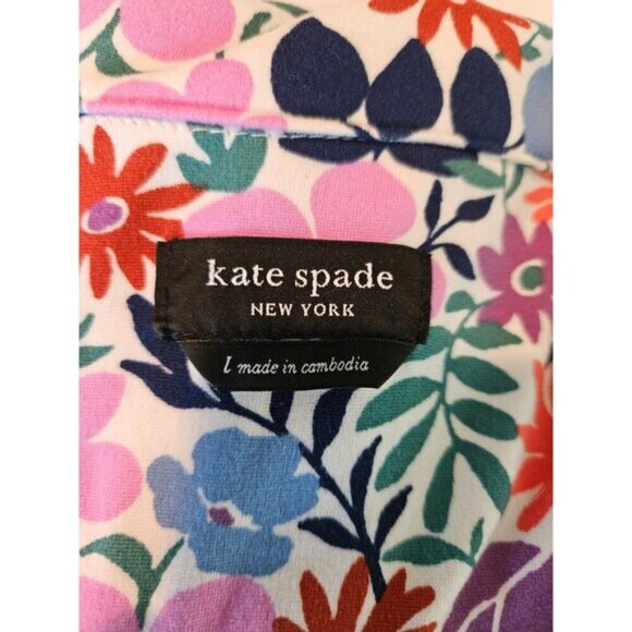 Kate Spade New York Women's Large Soft Multicolor Floral Button Front - Picture 6 of 9